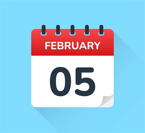 Premium Vector February 5 Date On Flat Design Vector Calendar