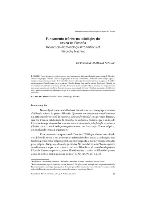 pdf fundamento teórico metodológico do ensino de filosofia theoretical methodological