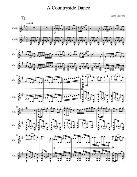 Countryside Rigadoon Alex Lamotte Transcribed From Twosetviolins U2b Sheet Music For Violin