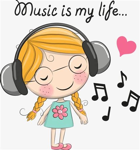 Vector Girl Listening To Music Music Clipart Girl Cartoon Girl Png