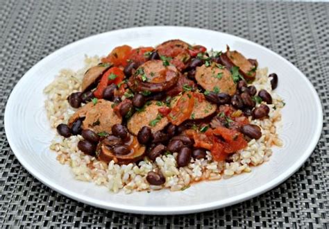 Smoked Sausage And Black Beans And Rice On A Plate In 2021 Black