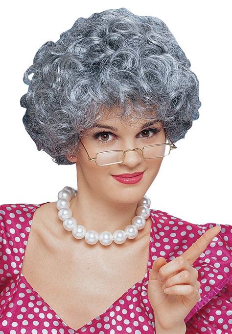6 dollars gray curly grandma wig candy apple costumes funny costumes cheap halloween wigs
