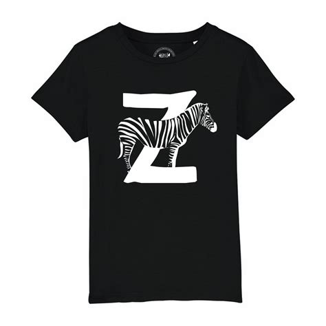 Z Is For Zebra Kids Organic Alphabet T Shirt Tiger Prints