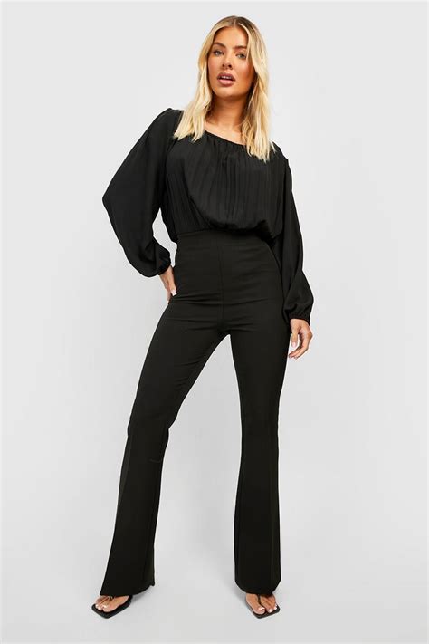 pleated volume sleeve woven blouse boohoo