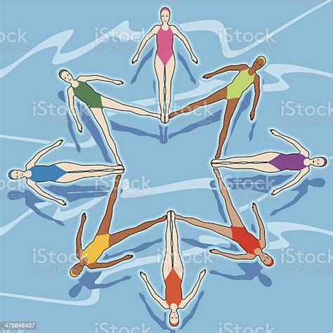 Synchronized Swimmers C Stock Illustration Download Image Now 2011