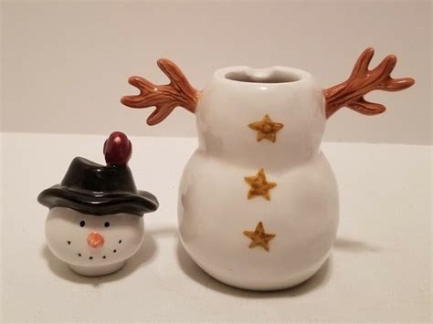 Sakura Debbie Mumm Snowman Snowmen Whimsical Christmas Creamer And Sugar