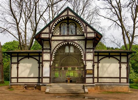 Wooden Pavilion Of Mineral Water Spring Rudolph Marianske Lazne Stock