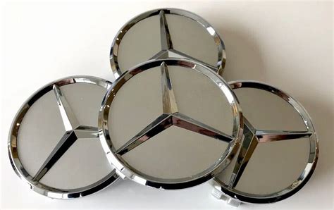 Set Of 4 Fits Mercedes Benz Wheel Center Caps Hub Silver Chrome Emblem