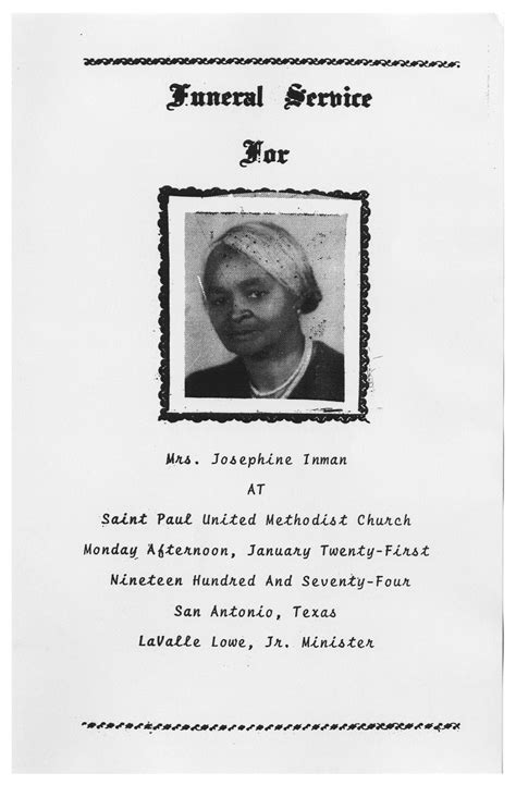 [Funeral Program for Josephine Inman, January 21, 1974] - The Portal to