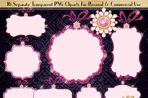 16 Pink Frame Glitter And Jewelry Frame Clip Arts 134679