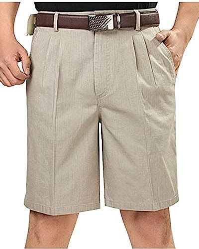 Mens Classic Fit Pleat Front Wrinkle Free Shorts Solid Casual Fashion