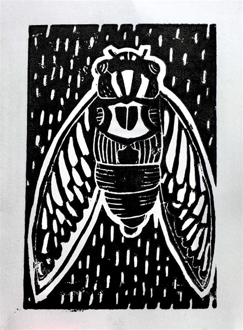Cicada Me Linocut Print R Art