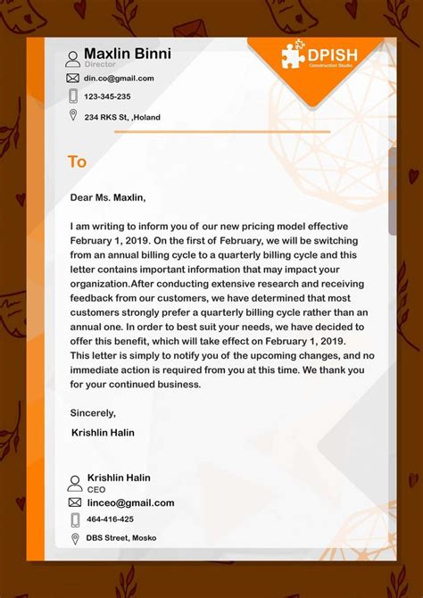 an orange and white letterhead with the words don t write to inform you