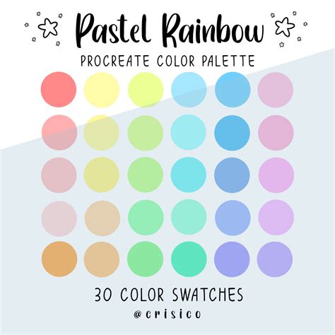 Pastel Rainbow Procreate Color Palette Color Swatches Instant Download Sexiz Pix
