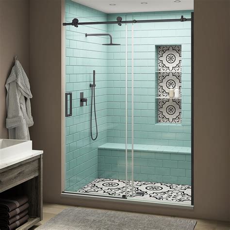 aston coraline xl 48 52 in x 80 in frameless sliding shower door with starcast clear glass