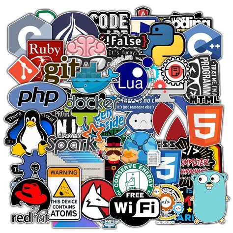 50 Pcs Programming Sticker Technology Software Programs Data Computer