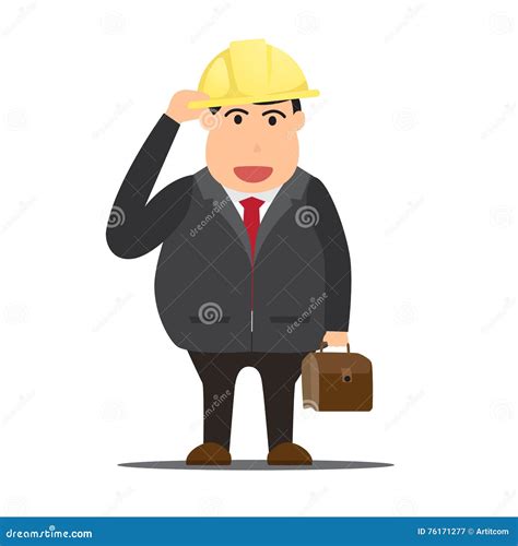 Funny Cartoon Builder Construction Worker Or Engineering Stock Vector