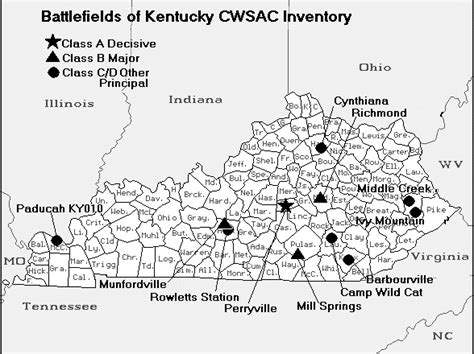 Kentucky American Civil War Map Of Battles