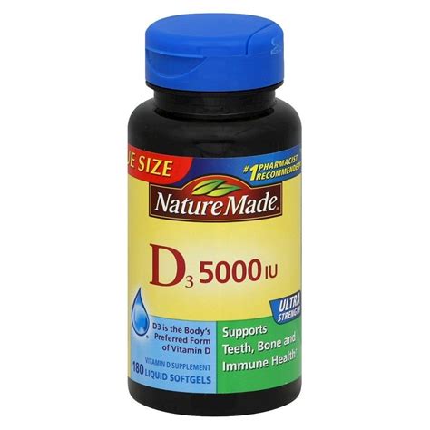 Nature Made Extra Strength Vitamin D3 5000 Iu 125 Mcg Bone Health