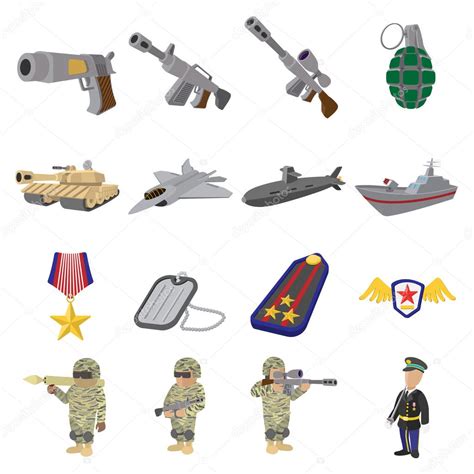 Imágenes Animadas De Guerra Militar Y Los Iconos De Dibujos Animados