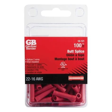 Gardner Bender 22 16 Ga Insulated Wire Butt Splice Red 100 Pk 10 121