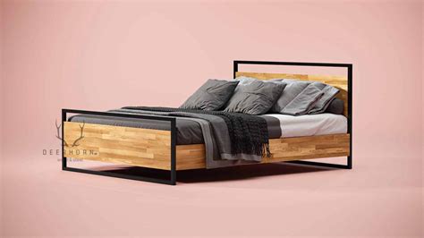 łóżko z drewna i metalu w stylu loft Deerhorn Deerhorn meble