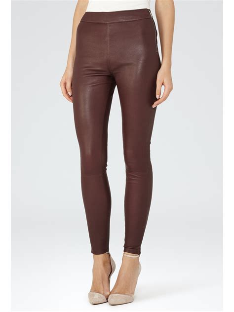 Brown Leather Leggings Womens White