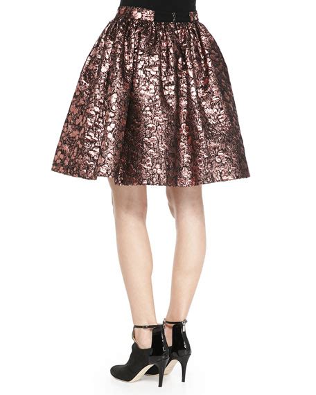 Alice Olivia Pia Metallic Jacquard Full Skirt