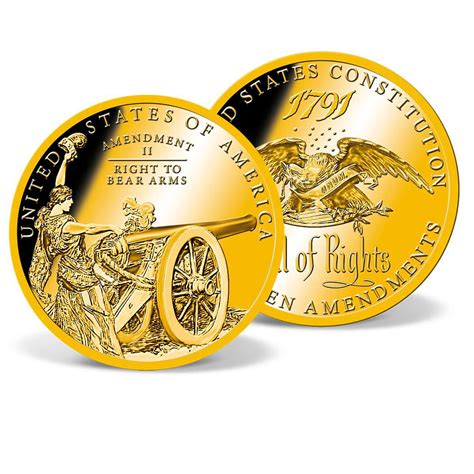 The Bill Of Rights Second Amendment Commemorative Coin Gold Layered
