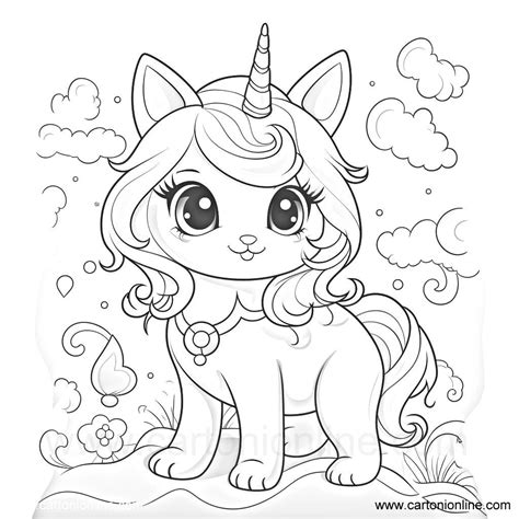 Dibujo Para Colorear 26 De Gato Unicornio