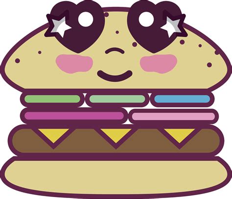 Adorable Kawaii Food Cartoon Emoji Hamburger 1 Vinyl Decal Sticker