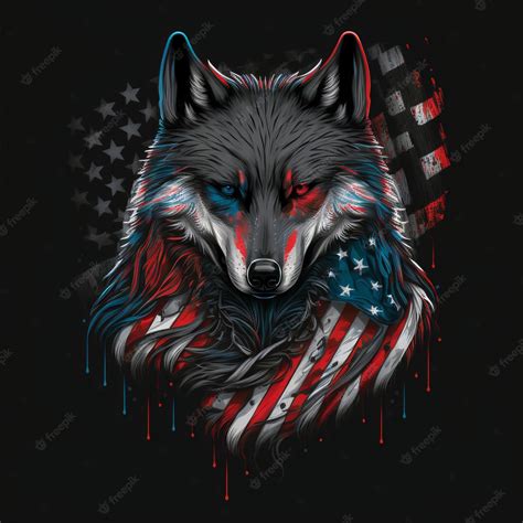 Premium Photo Wolf Design With American Flag