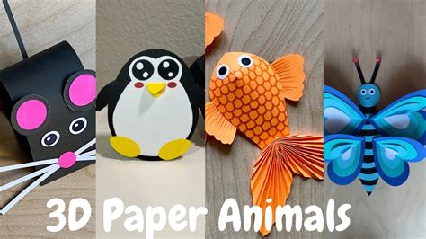 3d Animal Craft Ideas Easy Animal Crafts With Paper Youtube