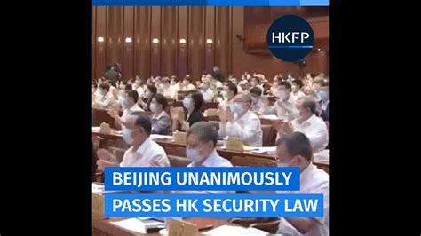 Lawmakers At Chinas Rubber Stamp Parliament Unanimously Pass Hong Kong National Security Law