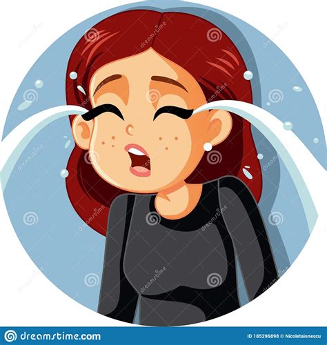 Sad Girl Crying Feeling Down Vector Illustration Stock Vector