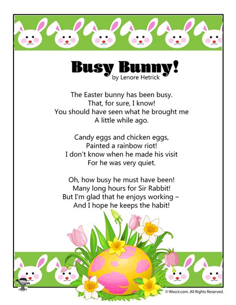Busy Bunny Easter Poetry For Children Woo Jr Kids Activities