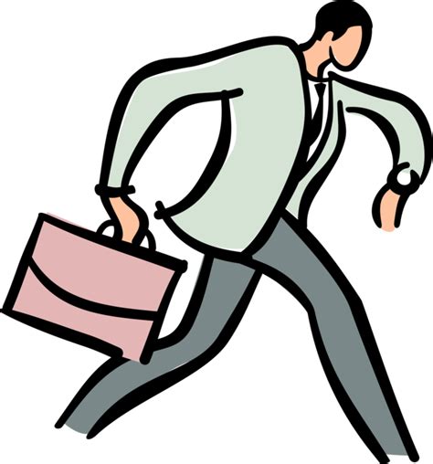 Vector Illustration Of Businessman Running Late For Clipart Full Size