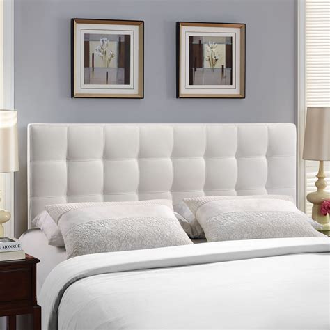 Tufted Upholstered Faux Leather Square King Size Headboard In White Ebay