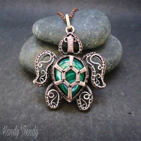 Sea Turtle Pendant Copper Pendant Wire Wrap Jewelry For Her Etsy