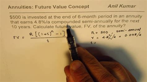 Calculate Future Value Of Semi Annual Annuity Discrete Functions Youtube