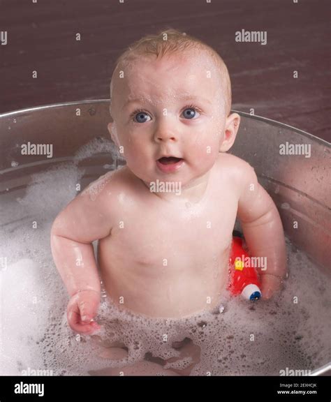Young Boy Infant Child Bubble Bath Stock Photo Alamy