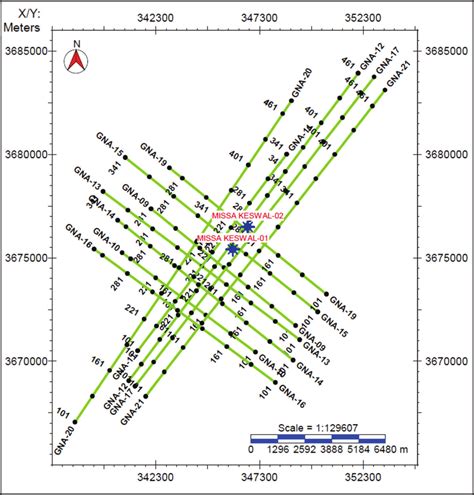 Base Map With Orientation Of Seismic Lines And Wells Download