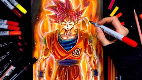 How To Draw Goku Super Saiyan God Youtube
