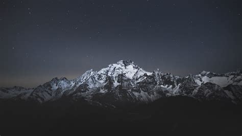 White Snow Covered Mountains Under Black Starry Sky K HD Nature Wallpapers HD Wallpapers ID