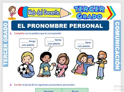 Que Son Los Pronombres Personales Para Tercero De Primaria Fichas