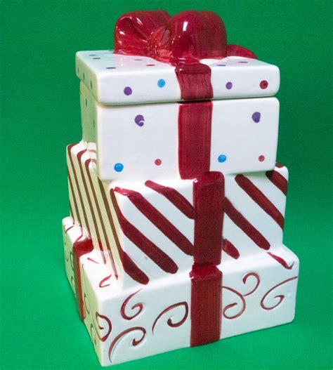 Large Christmas Presents Ceramic Cookie Jar Made In By Dmtreasures