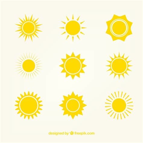 Yellow Sun Icons Vettore Premium