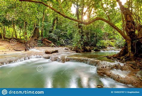 Beautiful Waterfall In The Forest Tropical And Landscape Stock Image