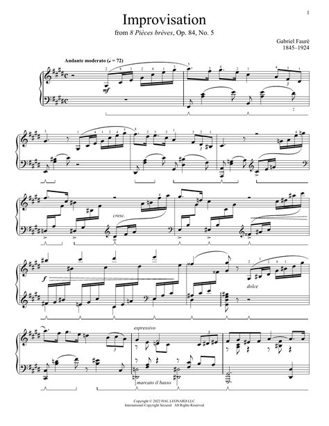 Gabriel Faure Improvisation In C Sharp Minor Op 84 No 5 Sheet Music