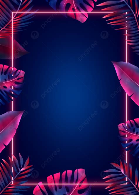 Neon Light Effect Tropical Plant Leaves Modern Background Wallpaper